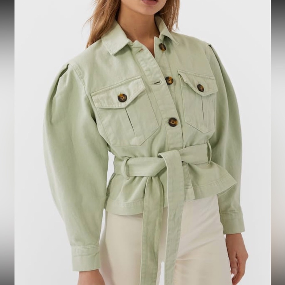 Stradivarius Light Green Utility Jacket with Belt
